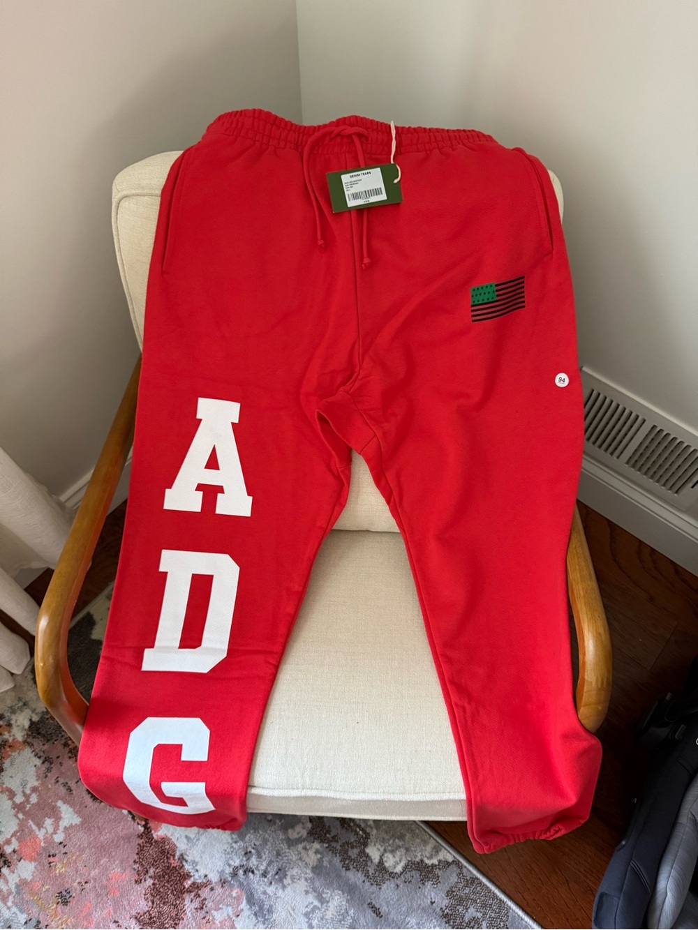 Denim Tears ADG Pan African American Flag Sweatpant Red L NWT